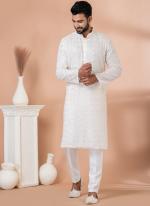 Georgette White Festival Wear Sequins Work Readymade Kurta Pajama